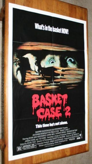 Vintage 1980s Basket Case 2 Horror Movie Promo Poster Folded 26x40
