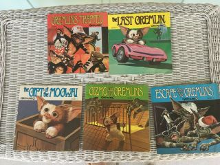 Gremlins Vinyl 45 Records With Read Along Books 1984 Full Set Warner Brothers