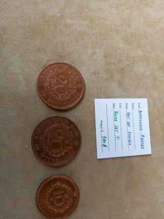 Portuguese Azores Set Of 3 Coins 20 Reis 1865 - 1866 & 10 Reis 1901 Excelent