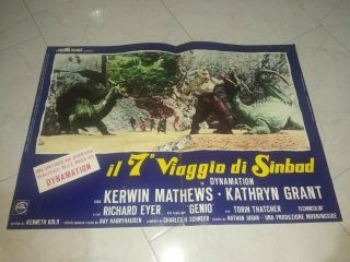 The 7th Voyage Of Sinbad Italy Fotobusta Poster Harryhausen Cyclops Skeleton
