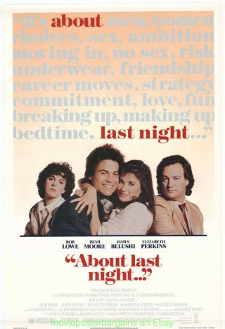 About Last Night Movie Poster Ss 27x40 Rolled Demi Moore