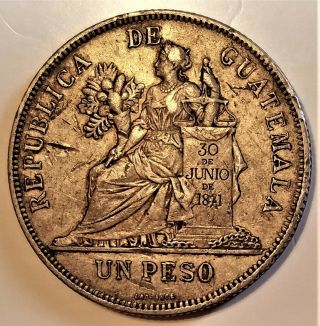 1894 Guatemala Peso - Xf Silver Coin
