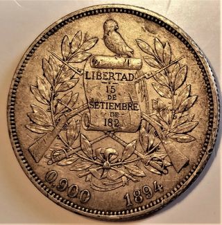 1894 Guatemala Peso - XF silver coin 2