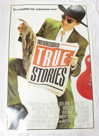 True Stories David Byrne Talking Heads One Sheet Movie Poster 1986 41”x 27