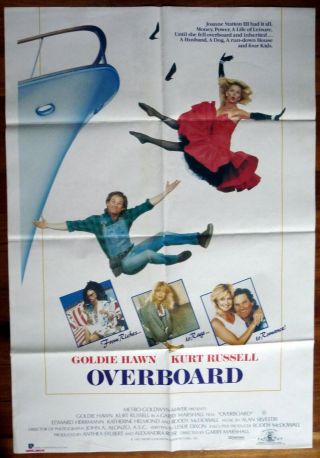 Overboard 1986 Australian One Sheet Movie Poster Goldie Hawn,  Kurt Russ