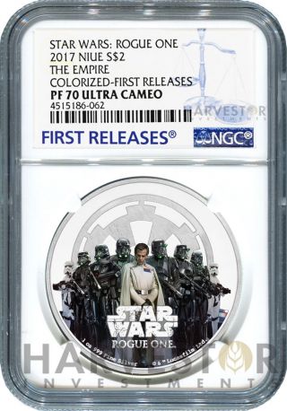 2017 Silver Star Wars Rogue One - The Empire - Ngc Pf70 First Releases W/ogp
