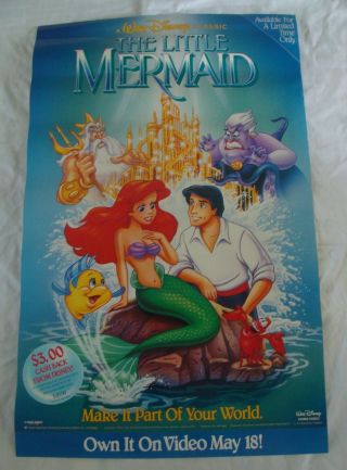 Walt Disney Little Mermaid Movie Poster Video Promo 1990