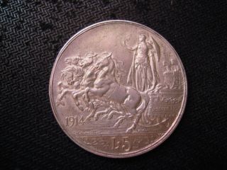 Italy 5 Lire 1914 R (2) Coin.