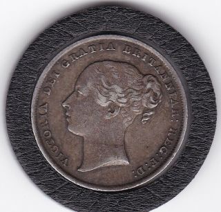 1841 Early Queen Victoria Shilling (1/ -) Silver (92.  5) Coin
