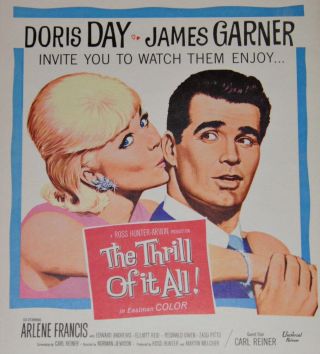 1963 The Thrill Of It All W Doris Day & James Garner Orig Movie Poster 14 " X 22 "