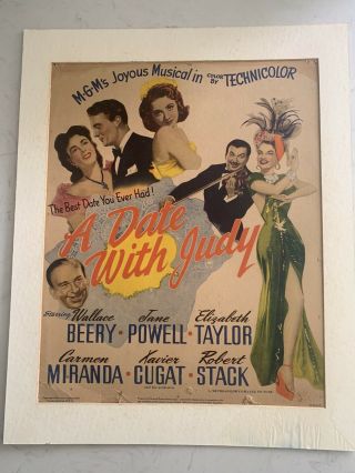 1948 Movie Poster “a Date With Judy” Elizabeth Taylor Classic