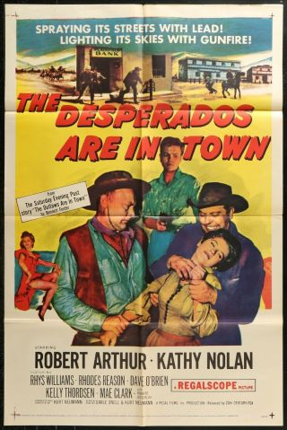 The Desperados Are In Town Western Vintage 1956 One Sheet Movie Poster 27 X 41