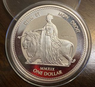 2019 British Virgin Islands : Una And The Lion : 1 Oz Silver Coin - In Capsule