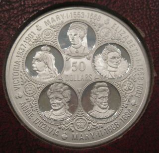 1976 Cayman Islands 50 Dollar Six - Queens Proof Silver Coin w/Box and Booklet 3