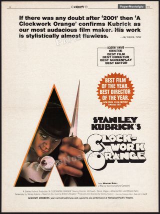 A Clockwork Orange_original 1972 Trade Print Ad Promo / Poster_stanley Kubrick
