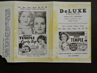 Vintage Movie Handbill Shirley Temple Our Little Girl Will Rogers Deluxe Theatre