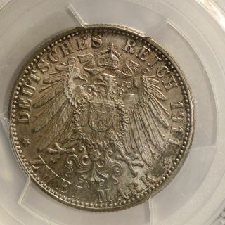 GERMANY.  Bavaria.  2 Mark,  1911 - D.  PCGS MS - 65 - Coin 3