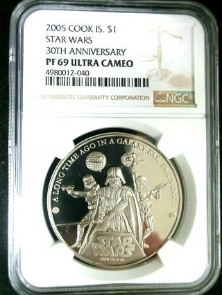 Ngc Pf69 Ultra Cameo - Cook Islands 2005 Star Wars - 30th Ann.  $1 Almost Perfect Pf