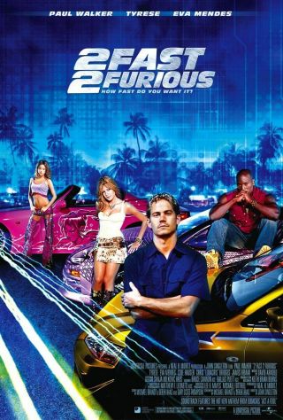 2 Fast 2 Furious Movie Poster 2 Sided Intl 27x40 Paul Walker
