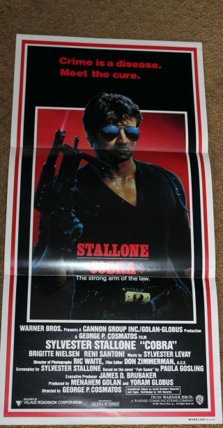 Cobra Sylvester Stallone Vintage Daybill Insert Movie Poster Day Bill
