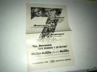 Magnificent Seven Movie Pressbook 1960 Steve Mcqueen Western Yul Brynner