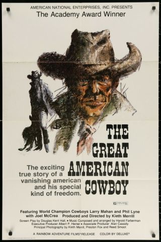 The Great American Cowboy Larry Mahan 1 Sheet Movie Poster 1973 A