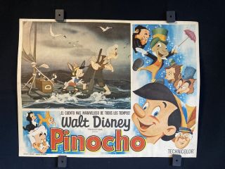 Vintage Walt Disney Pinocchio Mexican Lobby Card 16 " X12 "