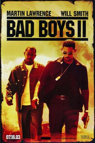 Bad Boys Ii Movie Poster Ds Advance 27x40 Will Smith Martin Lawrence