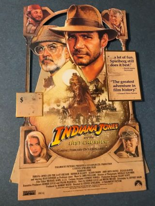 Indiana Jones & The Last Crusade Video Store Stand - Up Easel 1989 Sean Connery