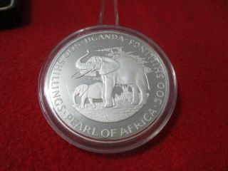 Bank Of Uganda 1981 5oz 500 Shillings Silver Pearl Of Africa Coin.  Ogp T440