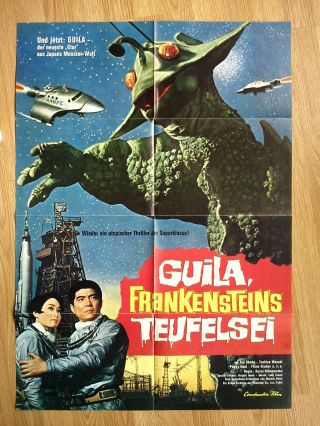 Toho Girara - The X From Outer Space German 1 - Sheet 1967 Sci - Fi Guila