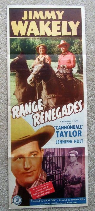 Range Renegades 1948 Insrt Movie Poster Fld Jimmy Wakely Vg