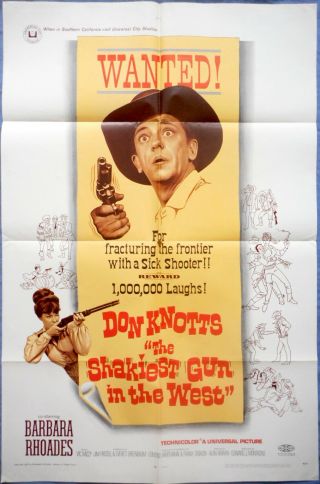 The Shakiest Gun In The West Movie Poster Don Knotts Comedy Western 1sht 1968