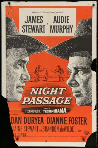 Night Passage James Stewart Western 1957 1 - Sheet Movie Poster 27 X 41 A