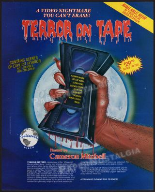 Terror On Tape_original 1985 Print Ad / Advert / Horror Promo_cameron Mitchell