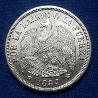 1884 - So Chile Silver 1 Peso.  - 175