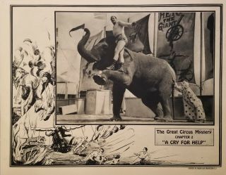 The Great Circus Mystery (1925) Circus Performing Elephant W/clown Silent Film