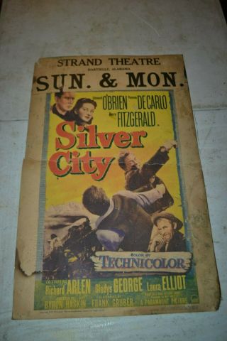 1951 Paramount Pictures Silver City 14x22 Movie Poster Hartselle,  Alabama