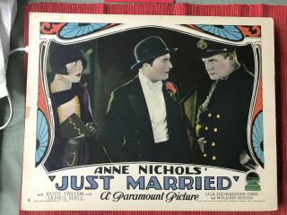Just Married 1928 Paramount 11x14 " Silent Lobby Card James Hall Ruth Taylor