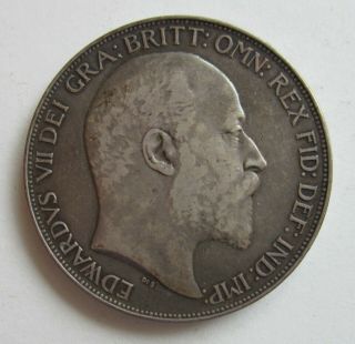 British Silver Crown Edward Vii 1902 Vf Toned