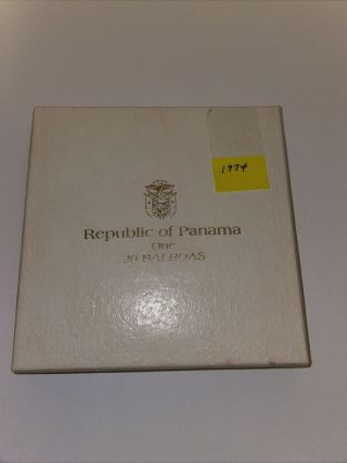 Franklin Republic Of Panama One 1974 20 Balboas Sterling Silver Proof Coin