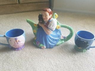 Treasure Craft Wizard Of Oz Dorothy & Toto Dog Tea Pot & Cups 2000 Judy Garland