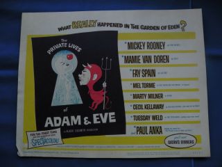 The Private Lives Of Adam & Eve Mickey Rooney Mamie Van Doren Lc 1 11x14 "