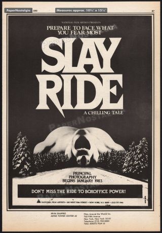 Slayride_/_silent Night,  Deadly Night_orig.  1982 Trade Print Ad Promo / Poster