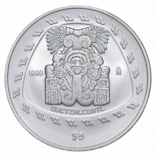 Better Date - 1998 Mexico 5 Pesos - 1 Onza Silver Quetzalcoatl - Silver 528