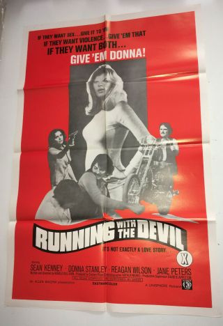 Running With The Devil Orig Movie Poster 1973 Motorcycle Gang Hells Angels Biker