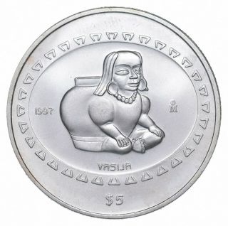 Better Date - 1997 Mexico 5 Pesos - 1 Onza Silver Vasija - Silver 496