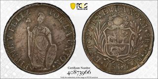 1837 L Tm Peru Silver 8 Reales Great Au Detail Pcgs 3966