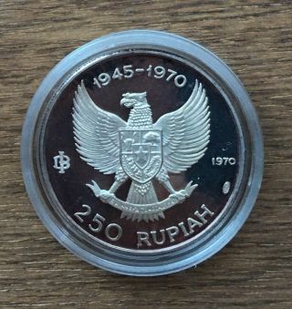 G610 INDONESIA 1970 250 RUPIAH SILVER PROOF COIN - 25TH ANNIV MANJUSRI STATUE 2