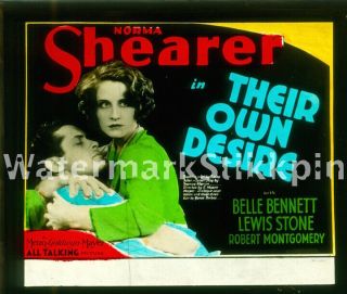 1929 Glass Slide Movie Norma Shearer Their Own Desire Robert Montgomery Mgm Film